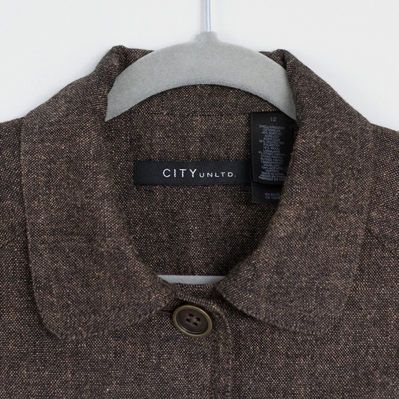 CITY UNLTD Brown Tweed Blazer - Picture 3 of 4